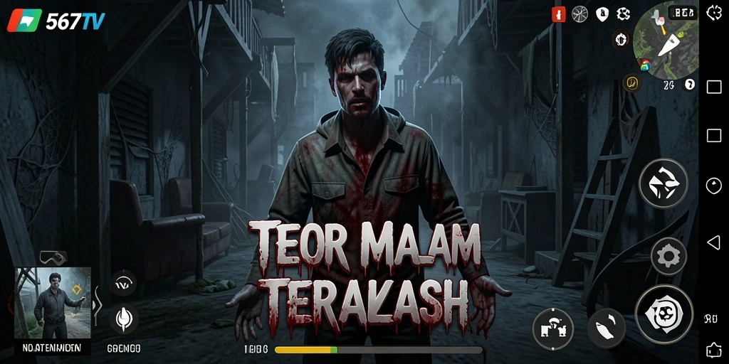 Screenshot gameplay 567TV dengan suasana mencekam dan karakter menyeramkan.