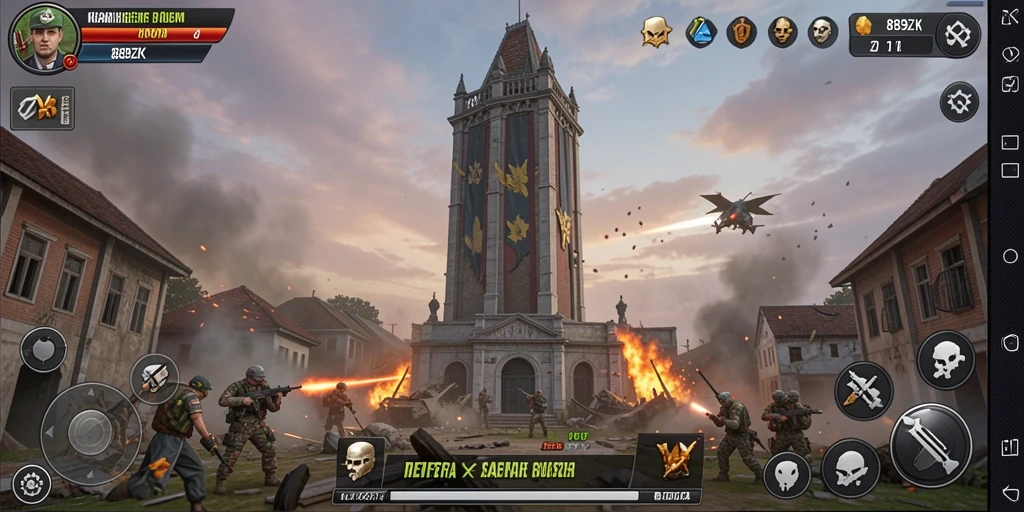 Tangkapan layar menampilkan aksi seru dalam game Tower Defense 889ZK.