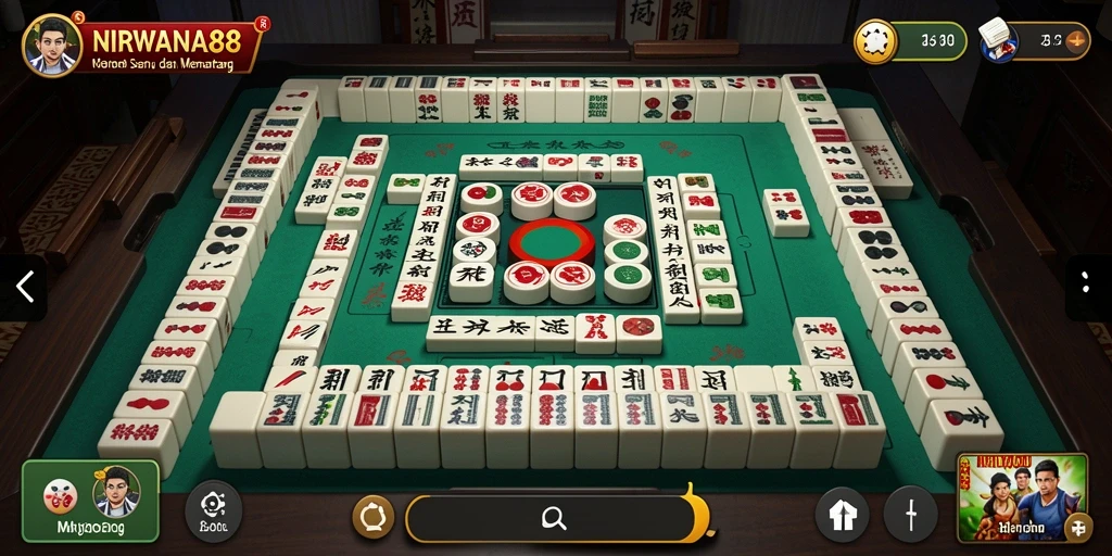 Screenshot gameplay NIRWANA88 dengan visual Mahjong yang menarik.