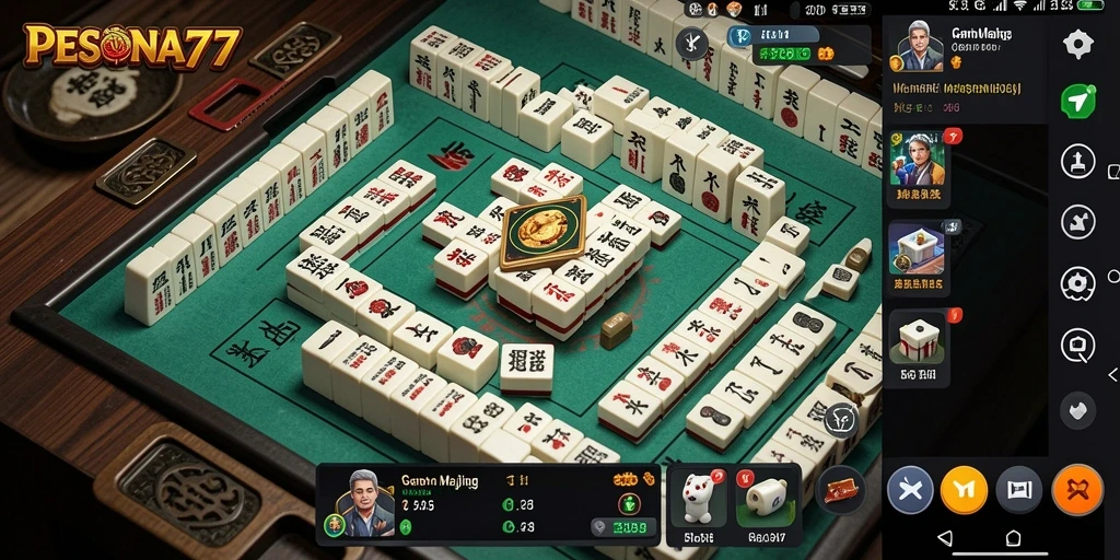 Tampilan gameplay PESONA77 dengan desain papan Mahjong yang menarik.